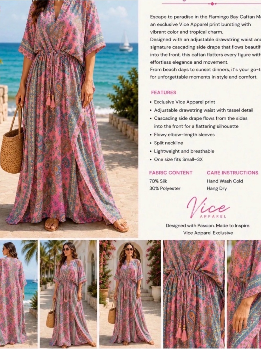 Flowy Paisley Print Maxi Dress — Black with Purple & Teal - Picture 3 of 3